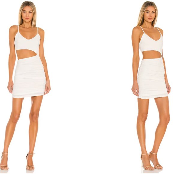 Superdown Darcey Ruched Mini Dress - White (NEW) - Picture 1 of 2
